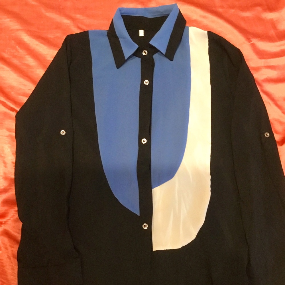 Women Shirt Button Up Size L